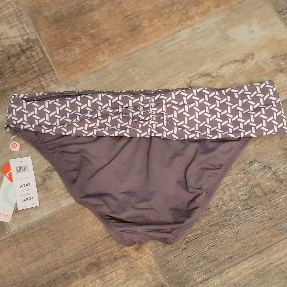 Womens Large Chic Brown Boca Raton Pattern Bikini Set NWT - Picture 4 of 12